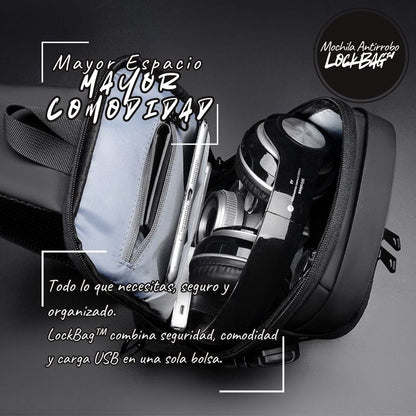 LockBag™ – Bolsa de Pecho Antirrobo con Carga USB