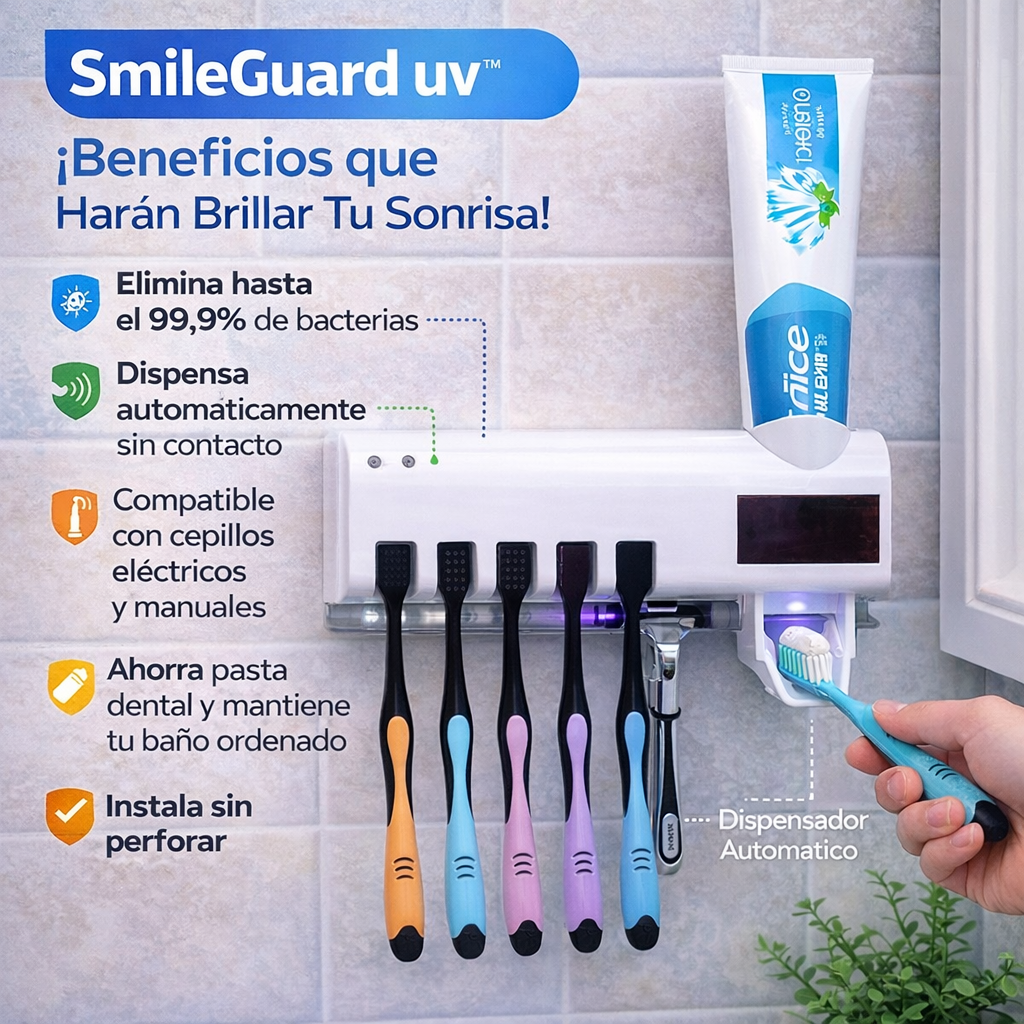 SmileGuard UV™ – Esterilizador Inteligente con Dispensador Automático