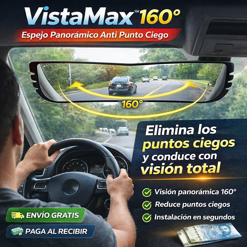 VistaMax 160° – Espejo Panorámico Anti Punto Ciego