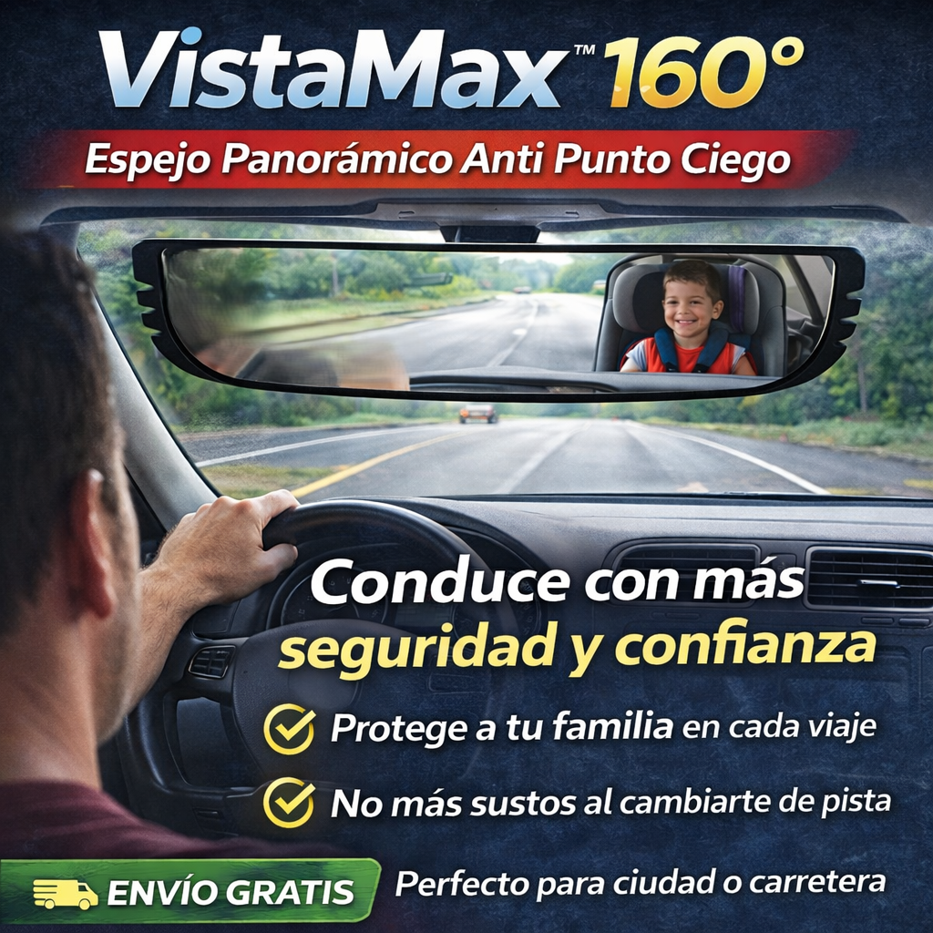 VistaMax 160° – Espejo Panorámico Anti Punto Ciego
